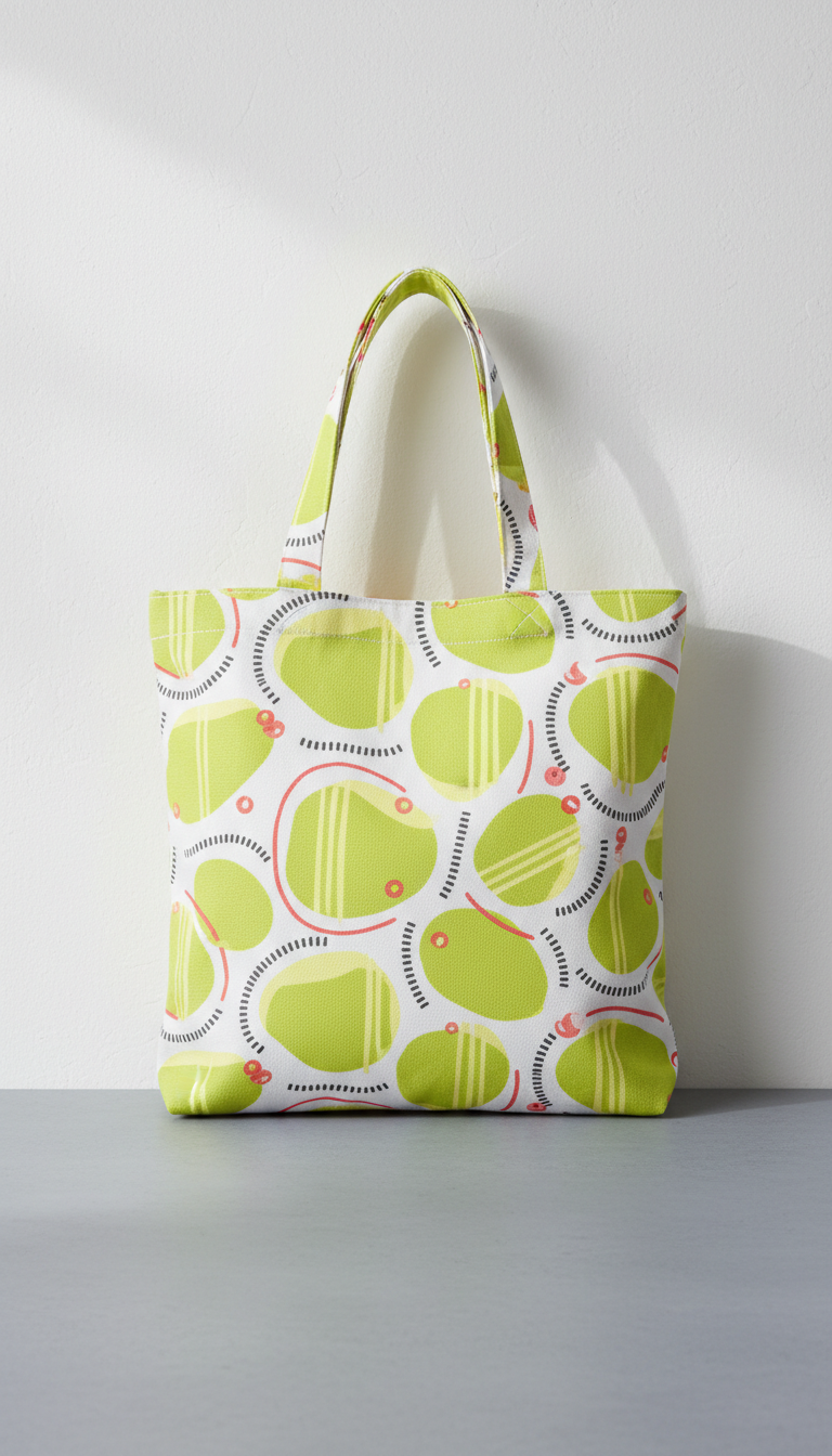 Lime Glaze patterned canvas tote bag